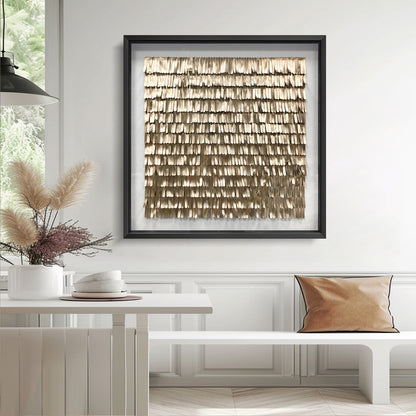 Handmade Gold Leather Wall Art - Textured Sculpture