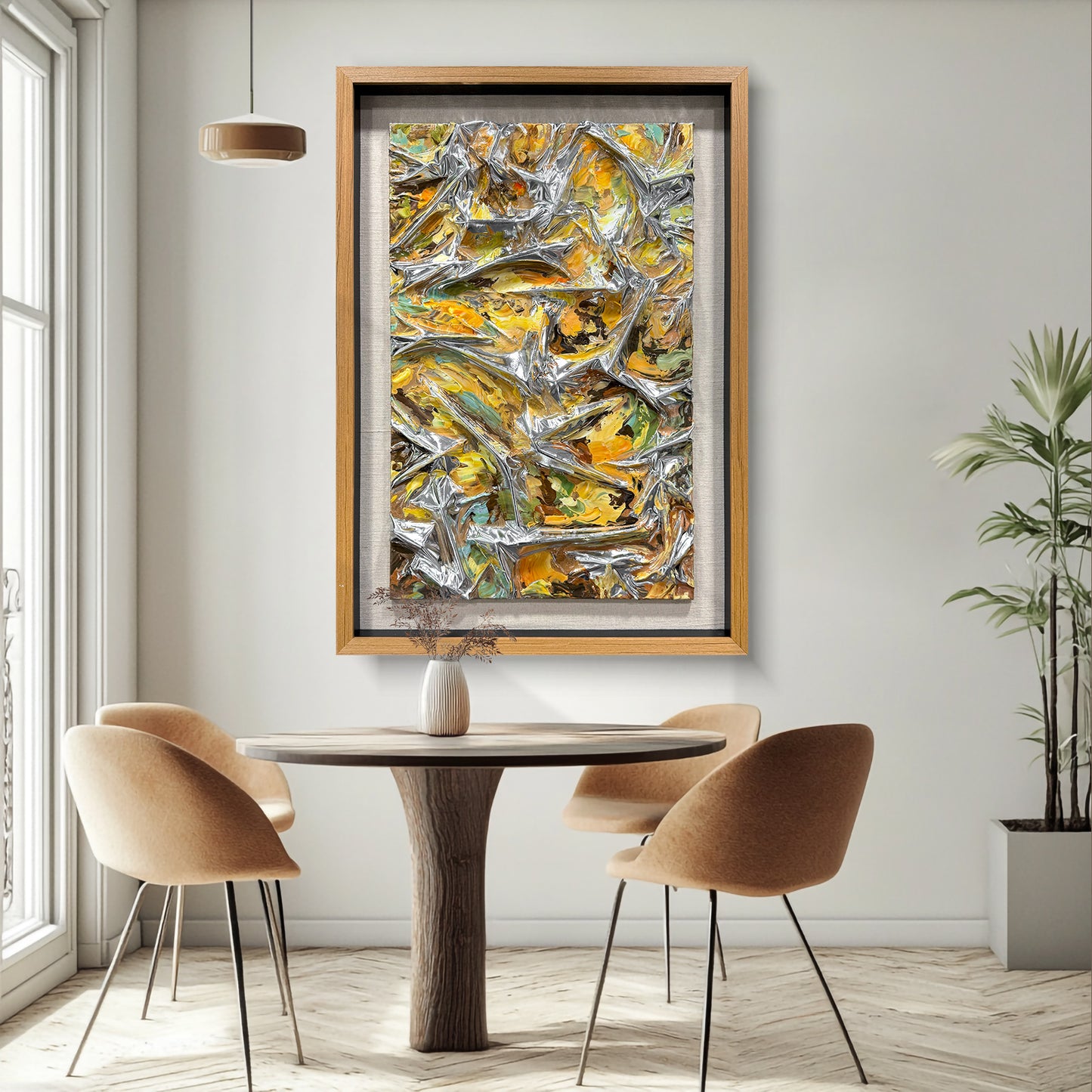Kinetic Gradient Wood Tile Art - Glossy 3D Fluid Sculpture