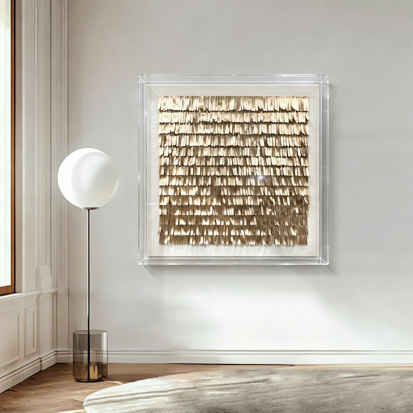 Handmade Gold Leather Wall Art - Textured Sculpture