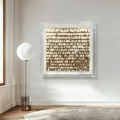 Handmade Gold Leather Wall Art - Textured Sculpture