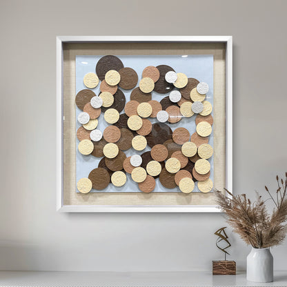 Abstract Overlapping Wood Disc Wall Art - Earthy Round Sculpture