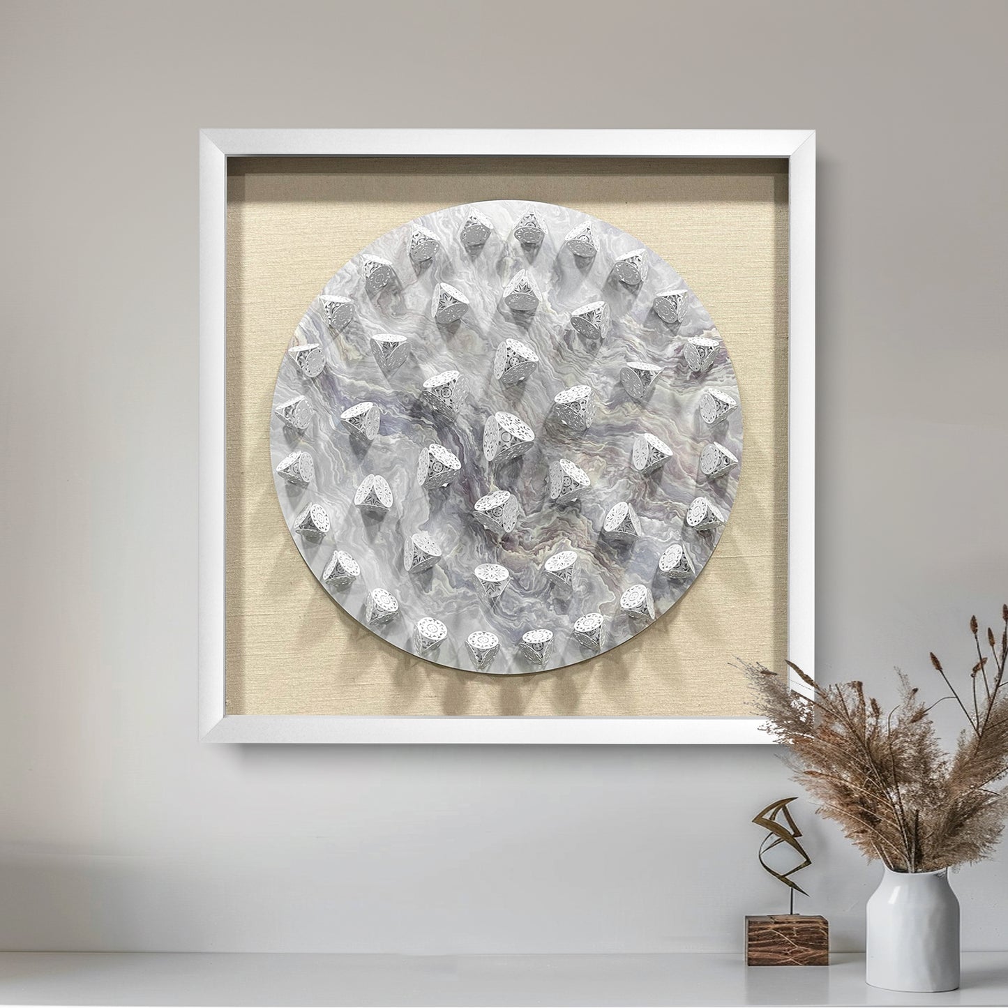 Minimalist Terracotta Wood Block Grid Art - Modern Geometric Panel