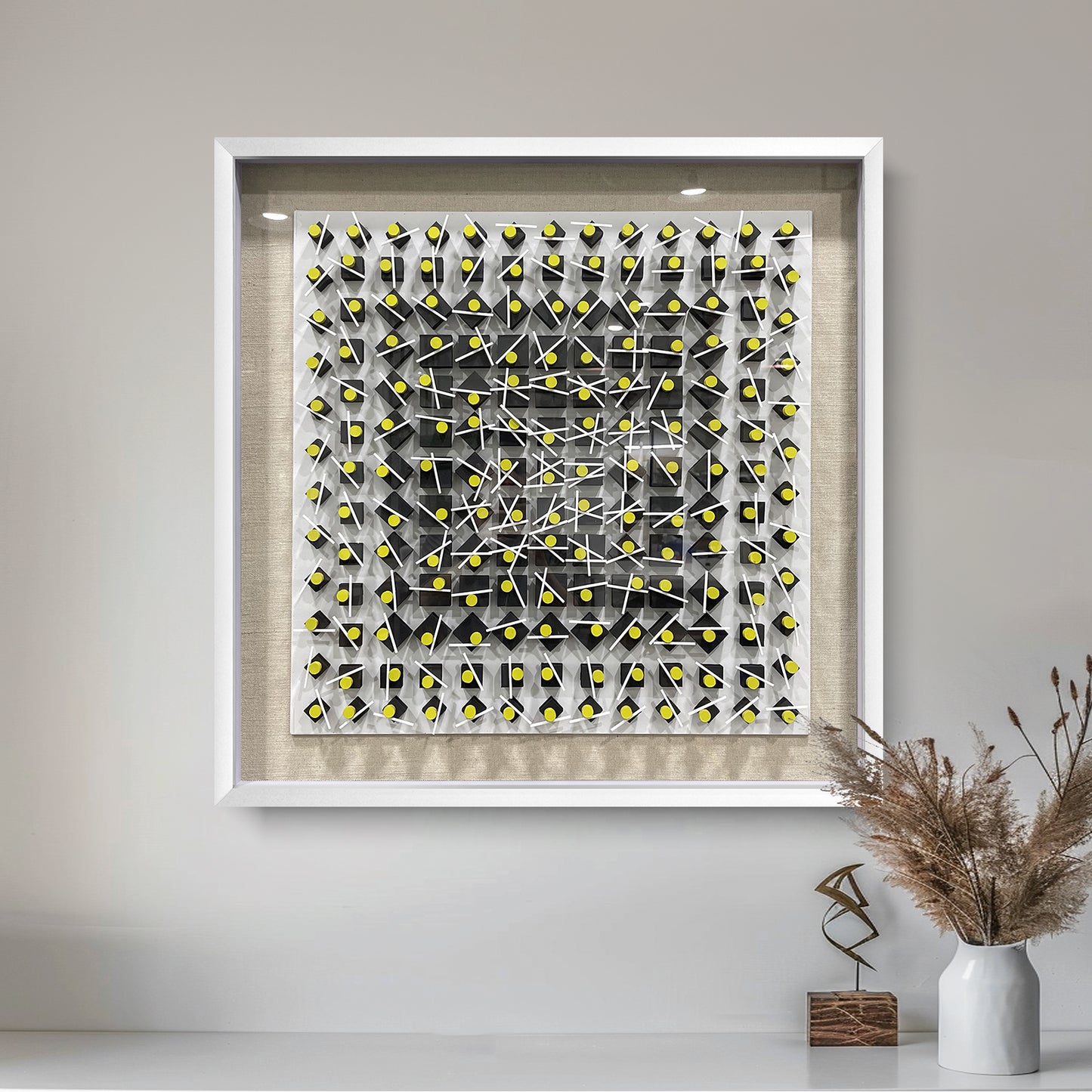 Abstract Carved & Painted Wall Sculpture - 3D Textured Art
