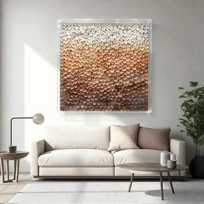 Wood Paper Flower Shadow Box - Modern 3D Wall Sculpture