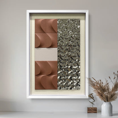Modern 3D Abstract Wall Relief - Wood & Metal Fusion Statement Piece