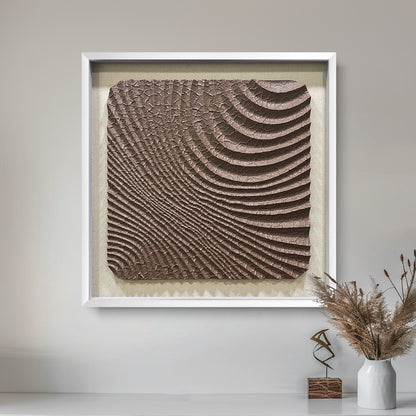 Abstract 3D Relief Wall Art - Hand-Textured Clay Wave Sculpture