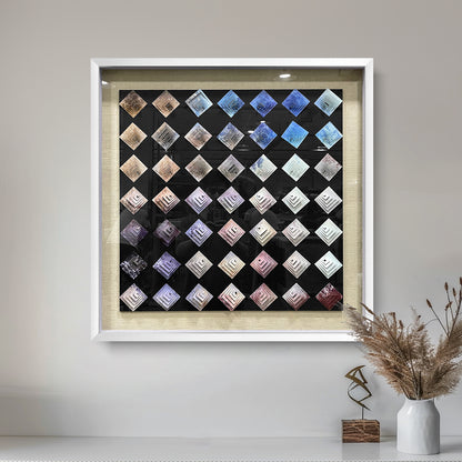 3D Pyramid Metal Matrix Wall Art - Geometric Luxury Sculpture