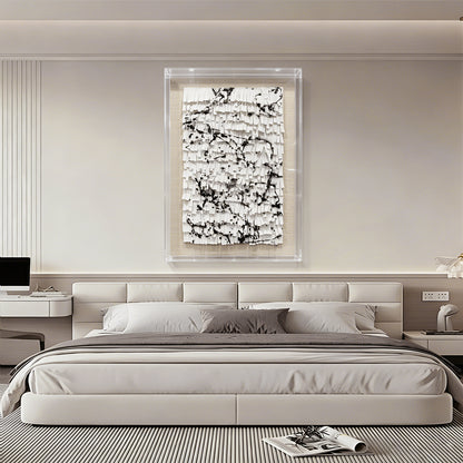 3D Abstract Leather Relief Wall Art - Black Ink Splash Decor