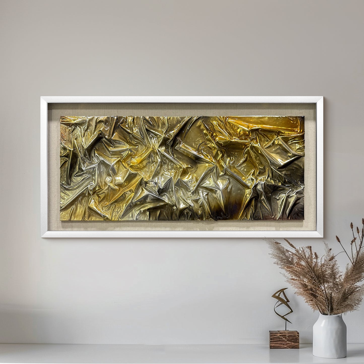 Luxury Abstract Wood Matrix Art - Framed Glossy 3D Wall Panel