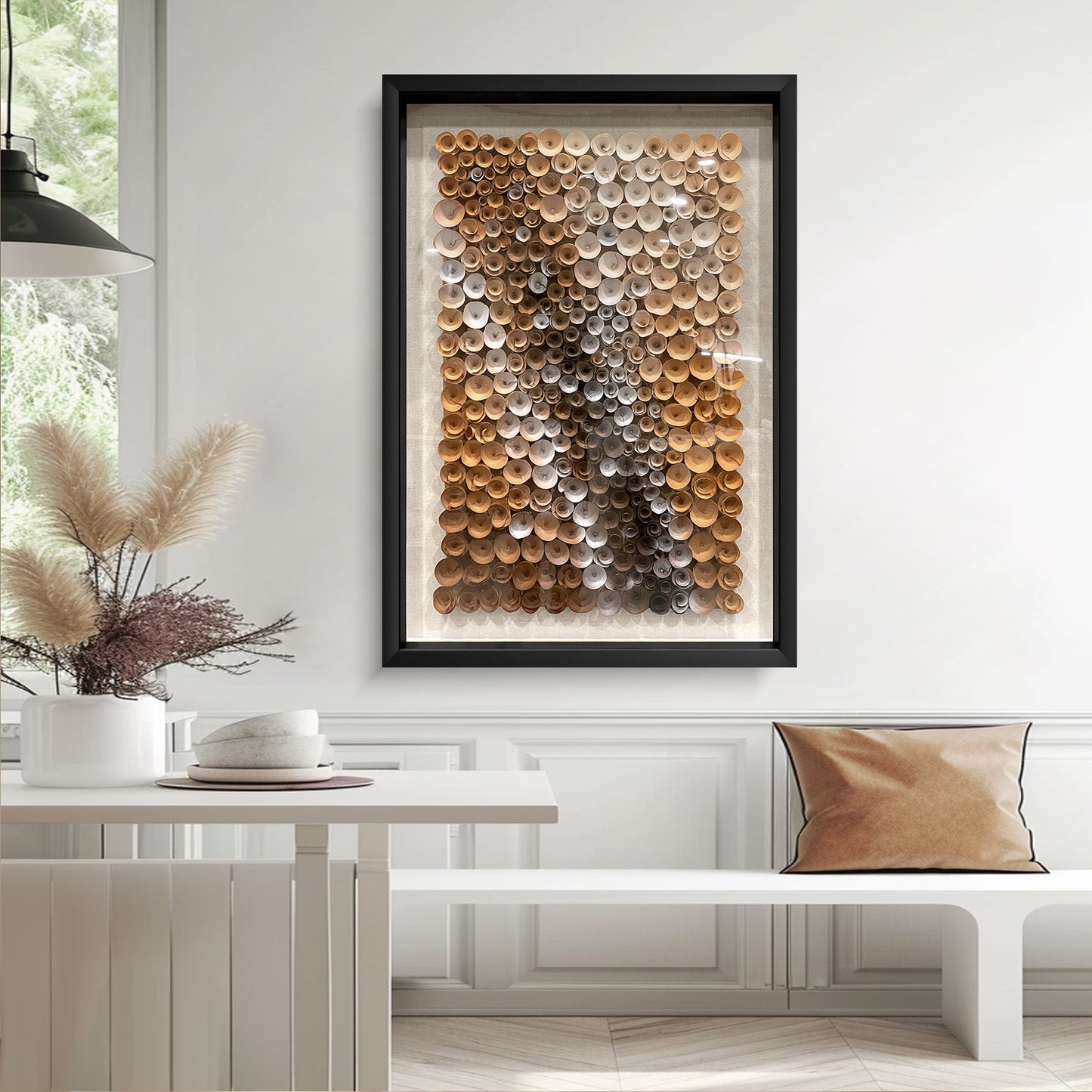 Handmade Wood Blossom Wall Sculpture - 3D Spiral Vortex Art