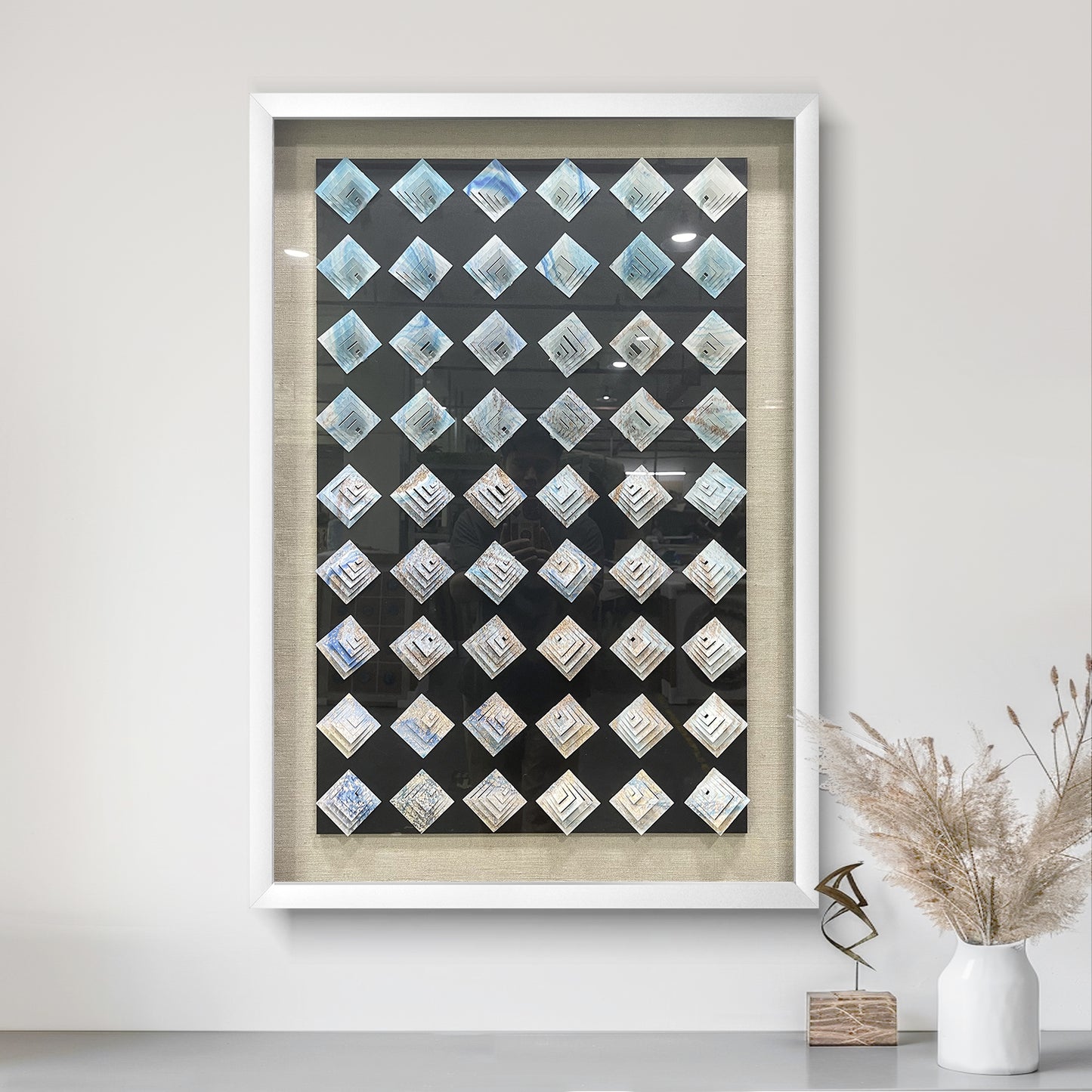 Abstract Iridescent Metal Patchwork Wall Art - Modern Relief