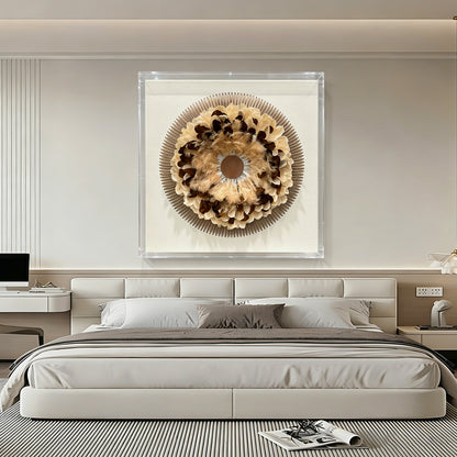 Boho Feather Wall Art - Radial Wood Slats Layered Juju Decor