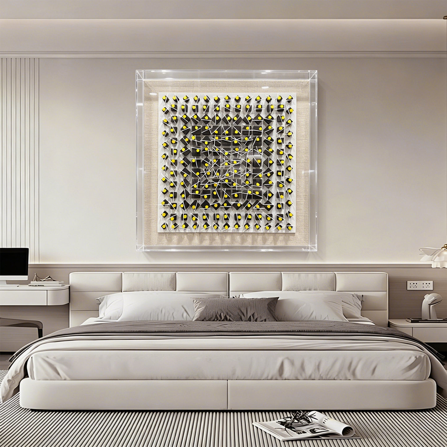 Abstract Carved & Painted Wall Sculpture - 3D Textured Art