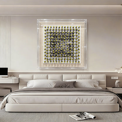 Abstract Carved & Painted Wall Sculpture - 3D Textured Art