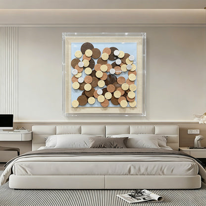 Abstract Overlapping Wood Disc Wall Art - Earthy Round Sculpture