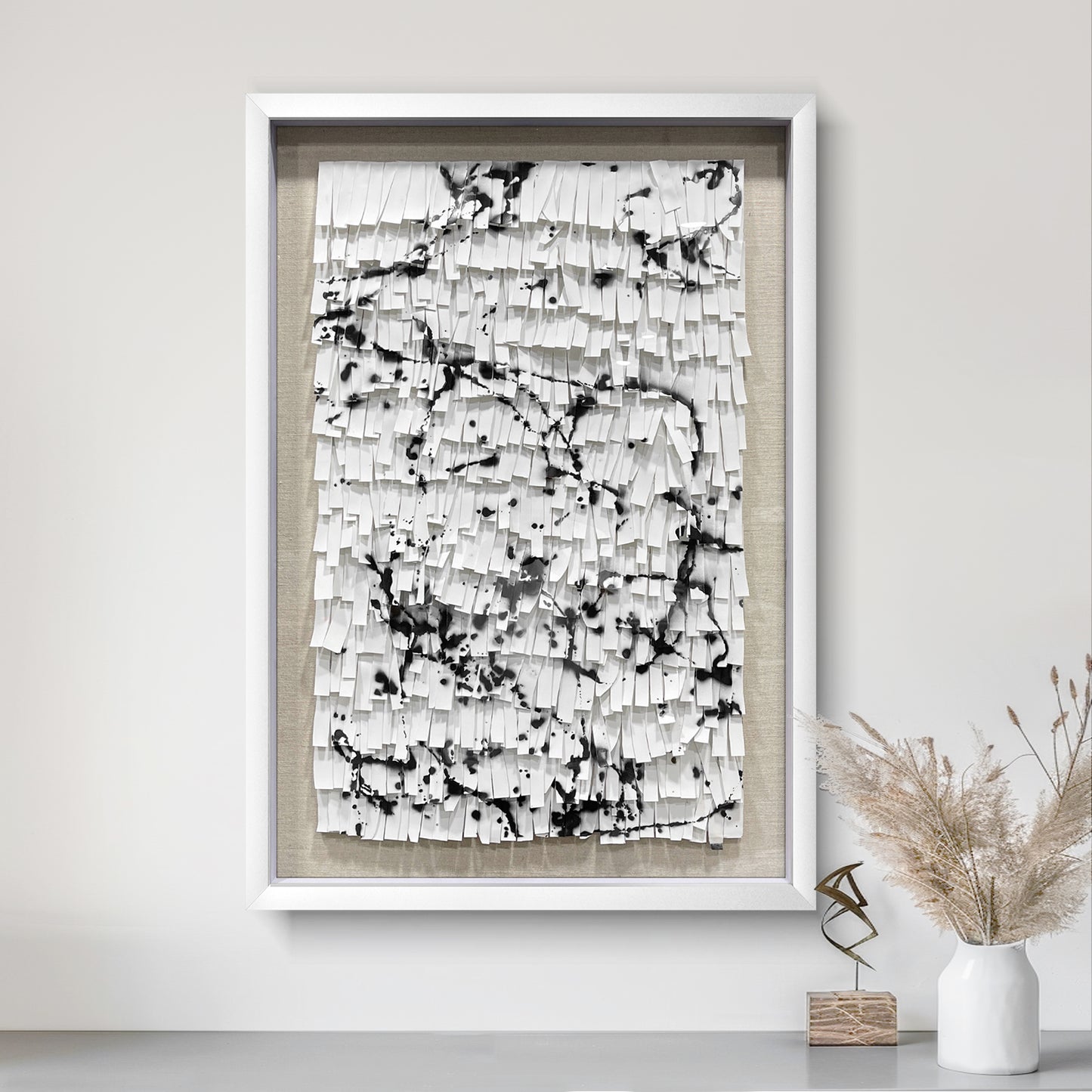 3D Abstract Leather Relief Wall Art - Black Ink Splash Decor