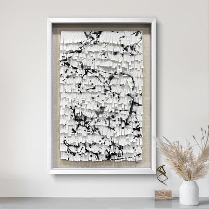 3D Abstract Leather Relief Wall Art - Black Ink Splash Decor