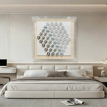 Modern Kinetic Geometric Wood Wall Art - Striped Relief Sculpture