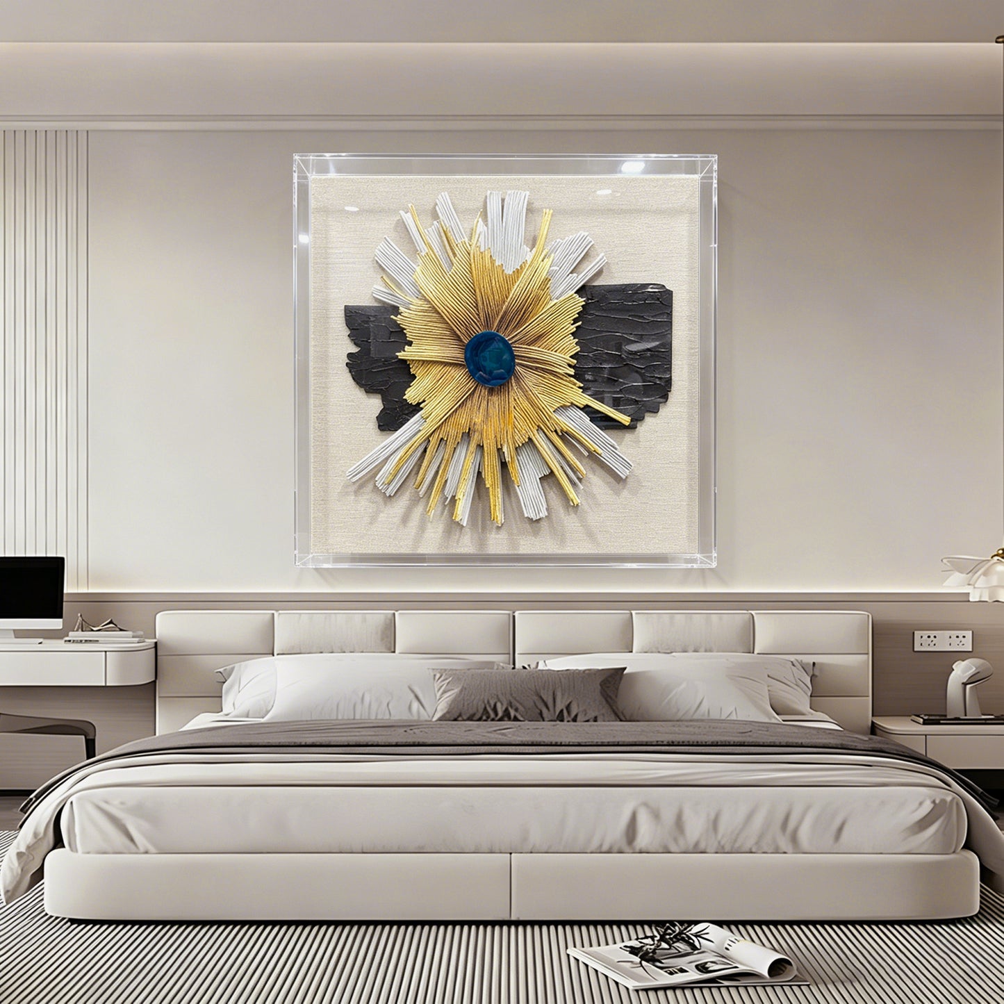 3D Mixed Media Textured Wall Sculpture - Handmade Dimensional Art
