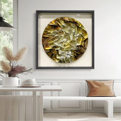 Geometric Resin Wood Block Art - Luxury Shiny Leather Wall Panel