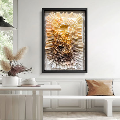 3D Abstract Paper Bloom Wall Sculpture - Fiery Amber Geode Art