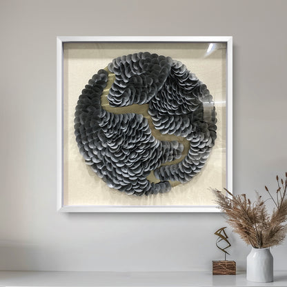 Modern Textured Leather Wall Decor - Circular Mixed Media Art
