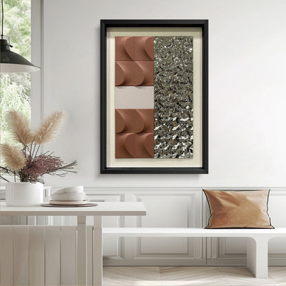 Modern 3D Abstract Wall Relief - Wood & Metal Fusion Statement Piece
