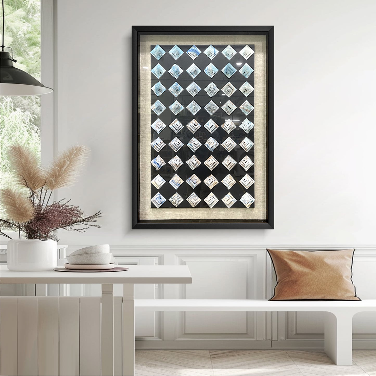Abstract Iridescent Metal Patchwork Wall Art - Modern Relief