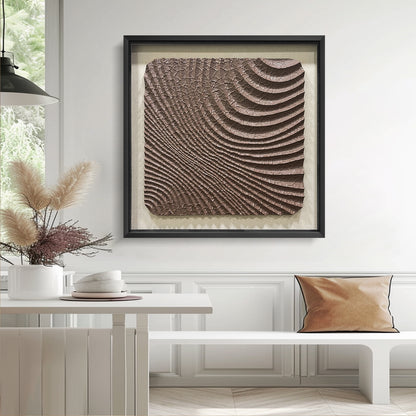 Abstract 3D Relief Wall Art - Hand-Textured Clay Wave Sculpture