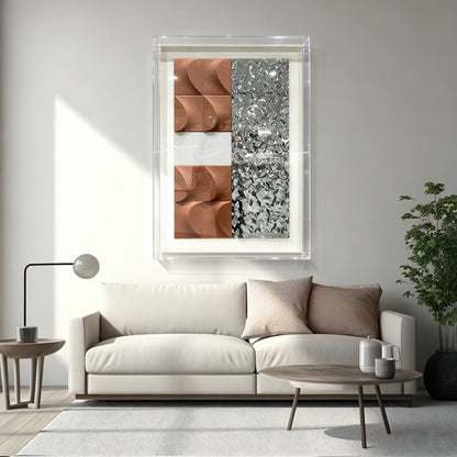 Modern 3D Abstract Wall Relief - Wood & Metal Fusion Statement Piece