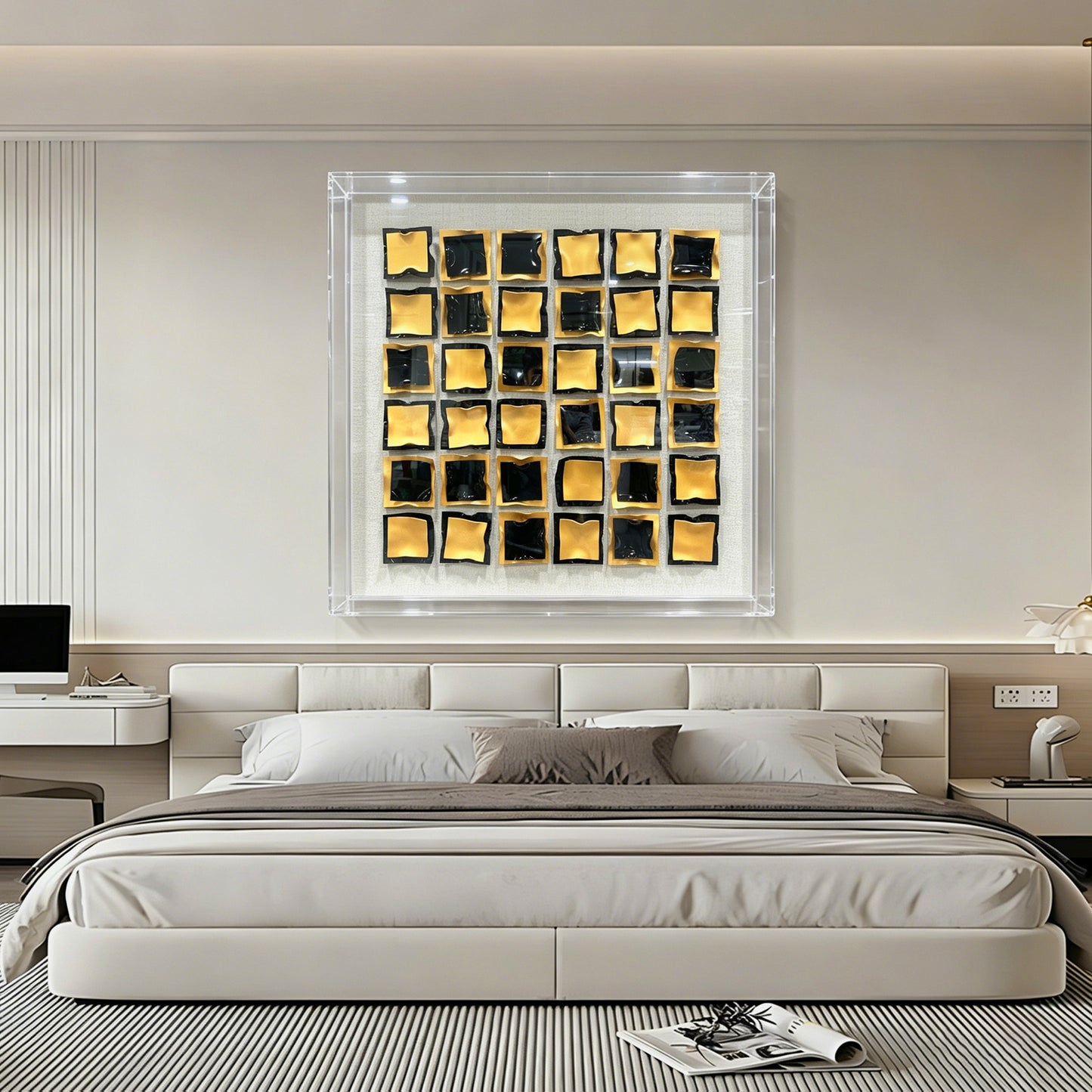 Luxury Acrylic Slat Wall Installation - Multi-Color Gallery Art
