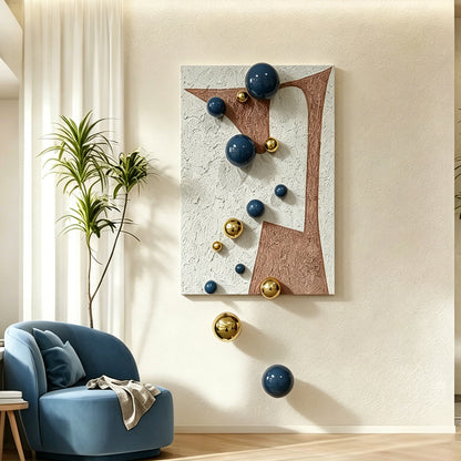 Gold Orb Fiber Mixed Media Wall Art