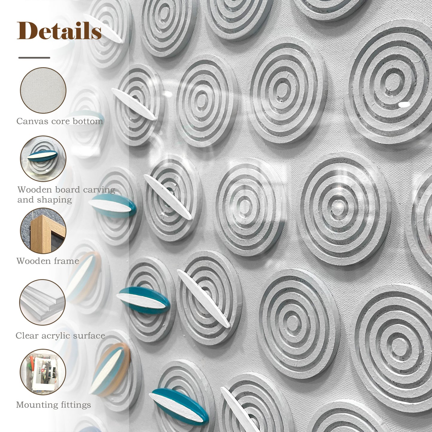 Modern Kinetic Geometric Wood Wall Art - Striped Relief Sculpture