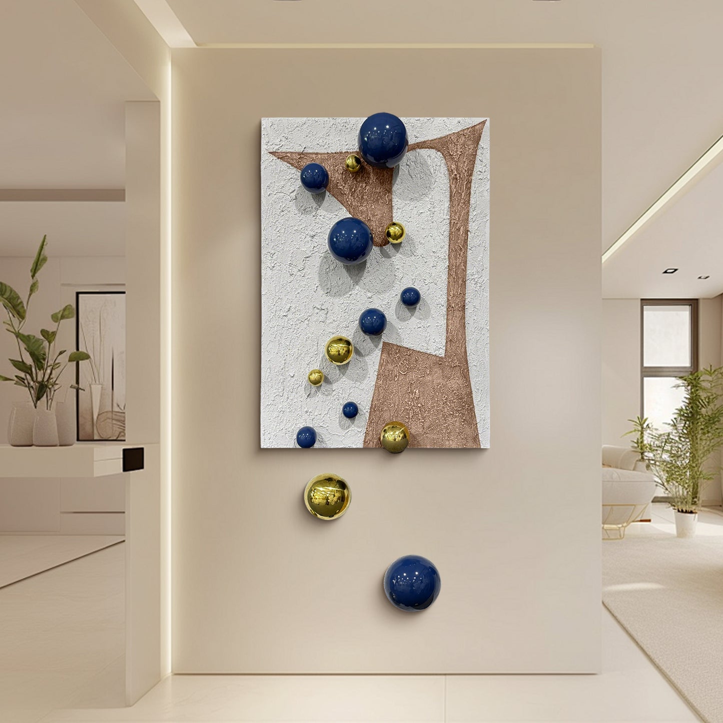 Gold Orb Fiber Mixed Media Wall Art