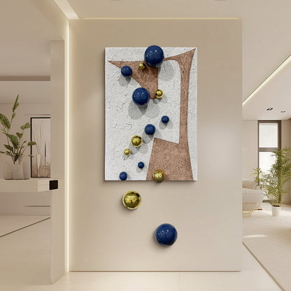 Gold Orb Fiber Mixed Media Wall Art