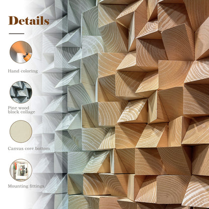 Large wooden block wall art integrates into interior spaces, exuding a leisurely and romantic atmosphere, infusing poetic charm into the room.