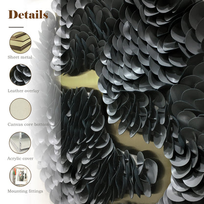 Modern Textured Leather Wall Decor - Circular Mixed Media Art