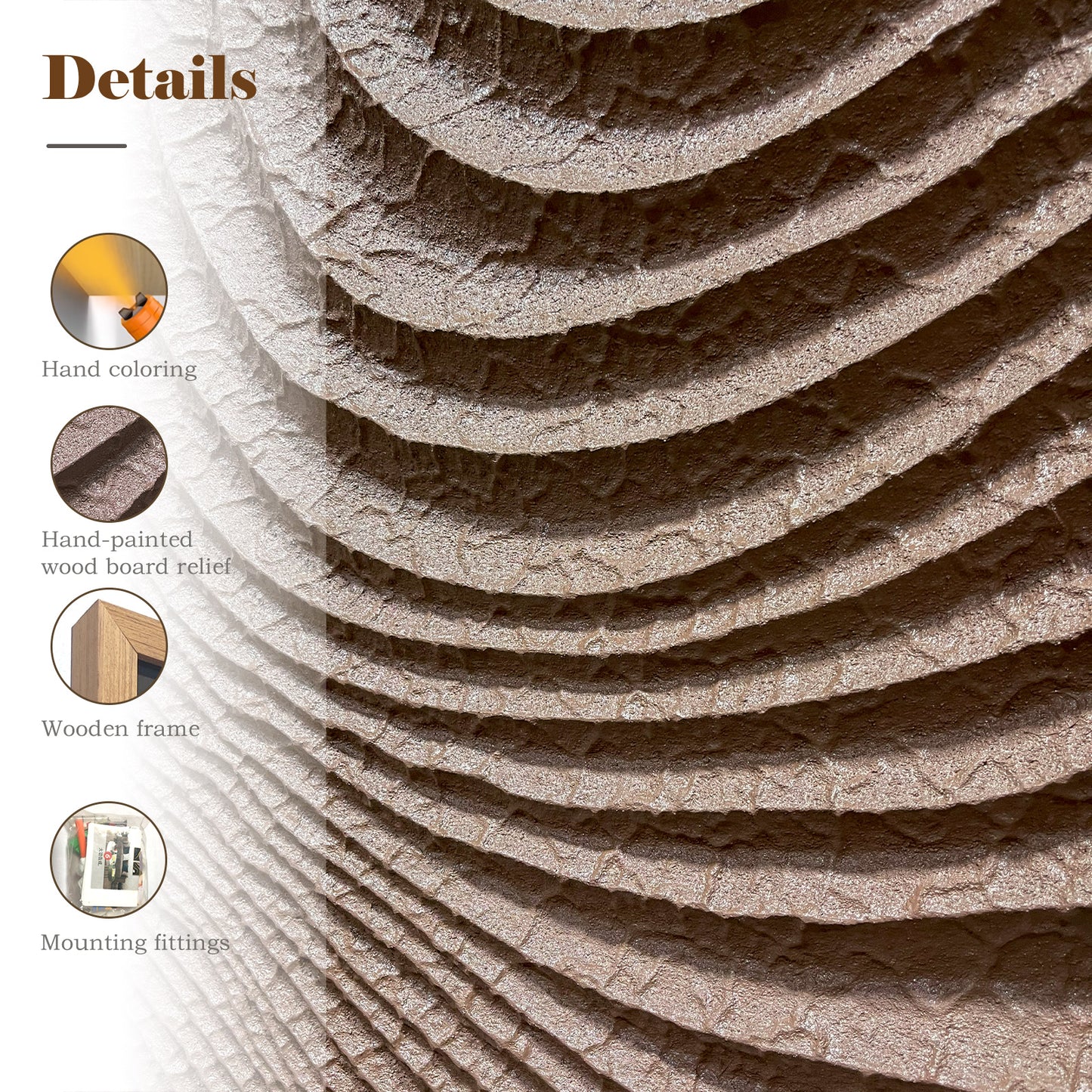 Abstract 3D Relief Wall Art - Hand-Textured Clay Wave Sculpture