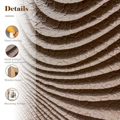 Abstract 3D Relief Wall Art - Hand-Textured Clay Wave Sculpture