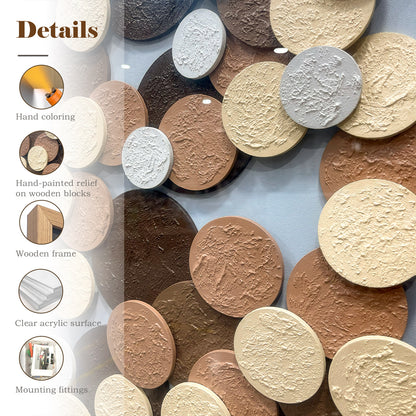 Abstract Overlapping Wood Disc Wall Art - Earthy Round Sculpture
