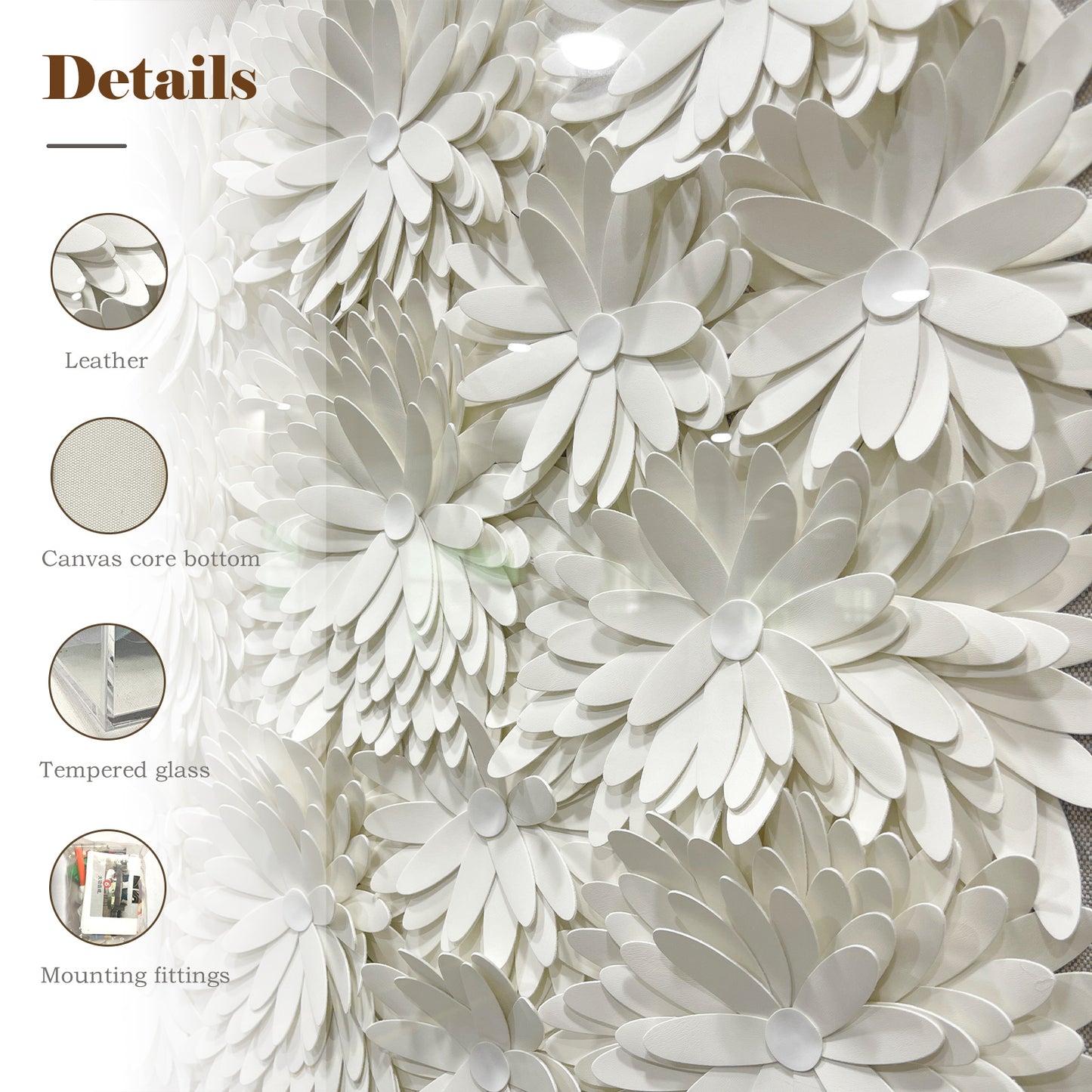 Abstract Layered 3D Floral Textured Framed Wall Decor