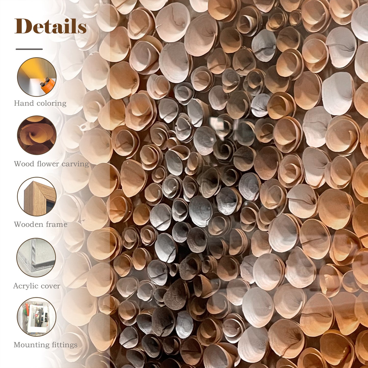 Handmade Wood Blossom Wall Sculpture - 3D Spiral Vortex Art