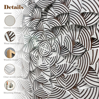 Abstract Gradient Wood Peg Mosaic Art - Textured 3D Shadow Box