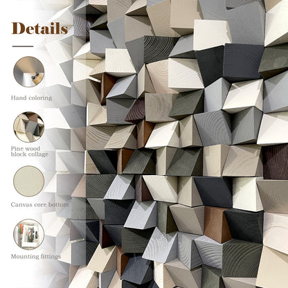 Modern style triangular wooden wall decoration. Artistic decoration for the living room. Eco-friendly wood three-dimensional artwork