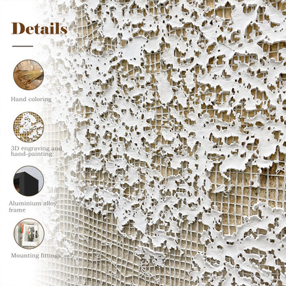 High-End Textured Grid Oil Painting - Modern Wall Art