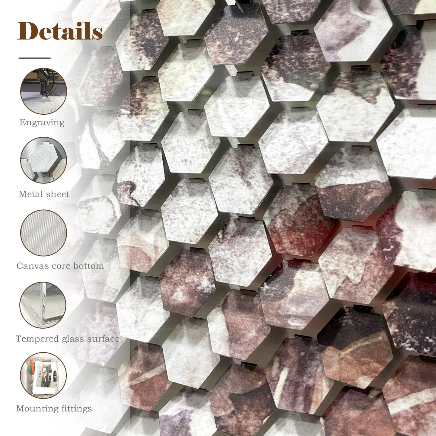 Modern Geometric Metal Mosaic Wall Art - Abstract Luxury Sculpture