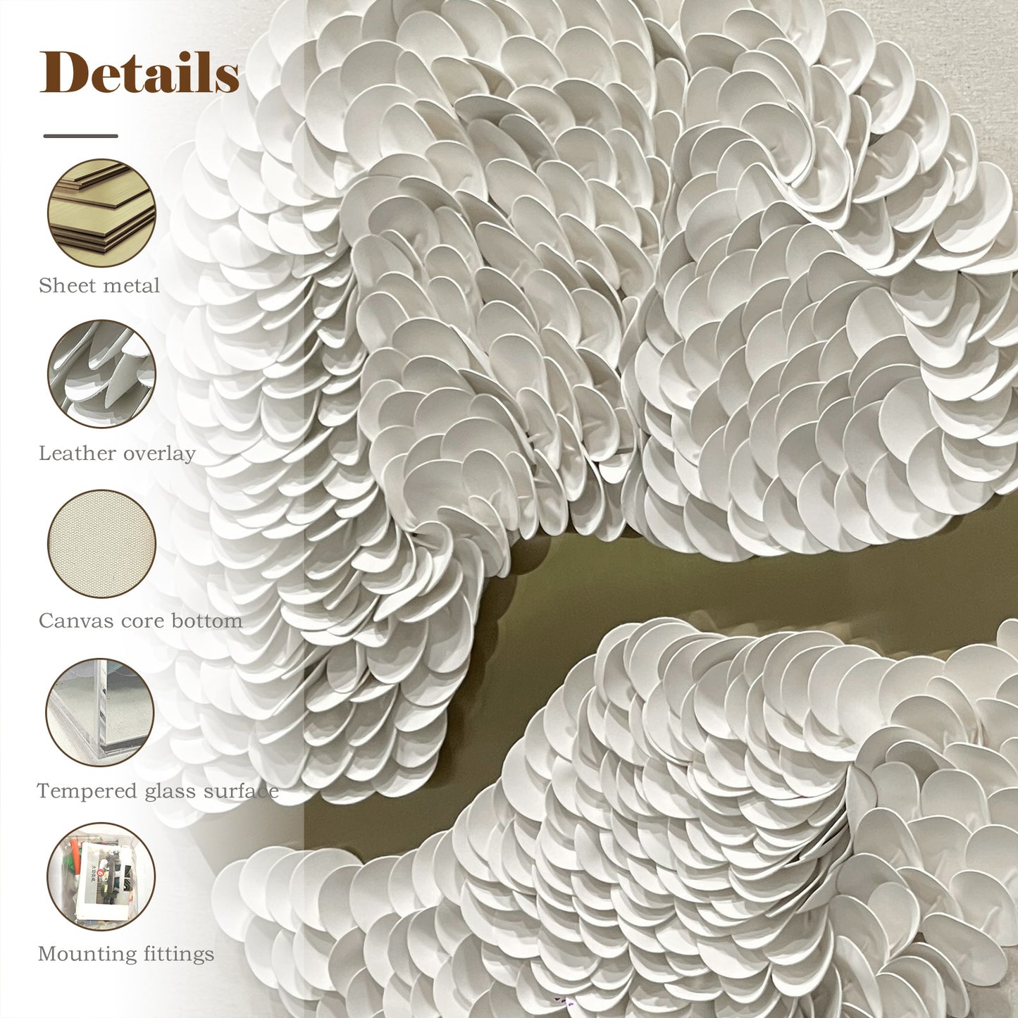 Luxury Corporate Wall Sculpture – Leather & Brushed Gold Metal Relief