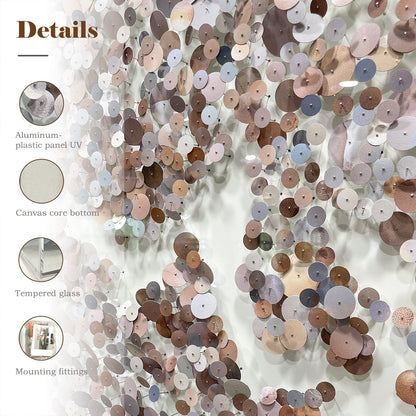Modern Dimensional Nail Sequin Wall Sculpture