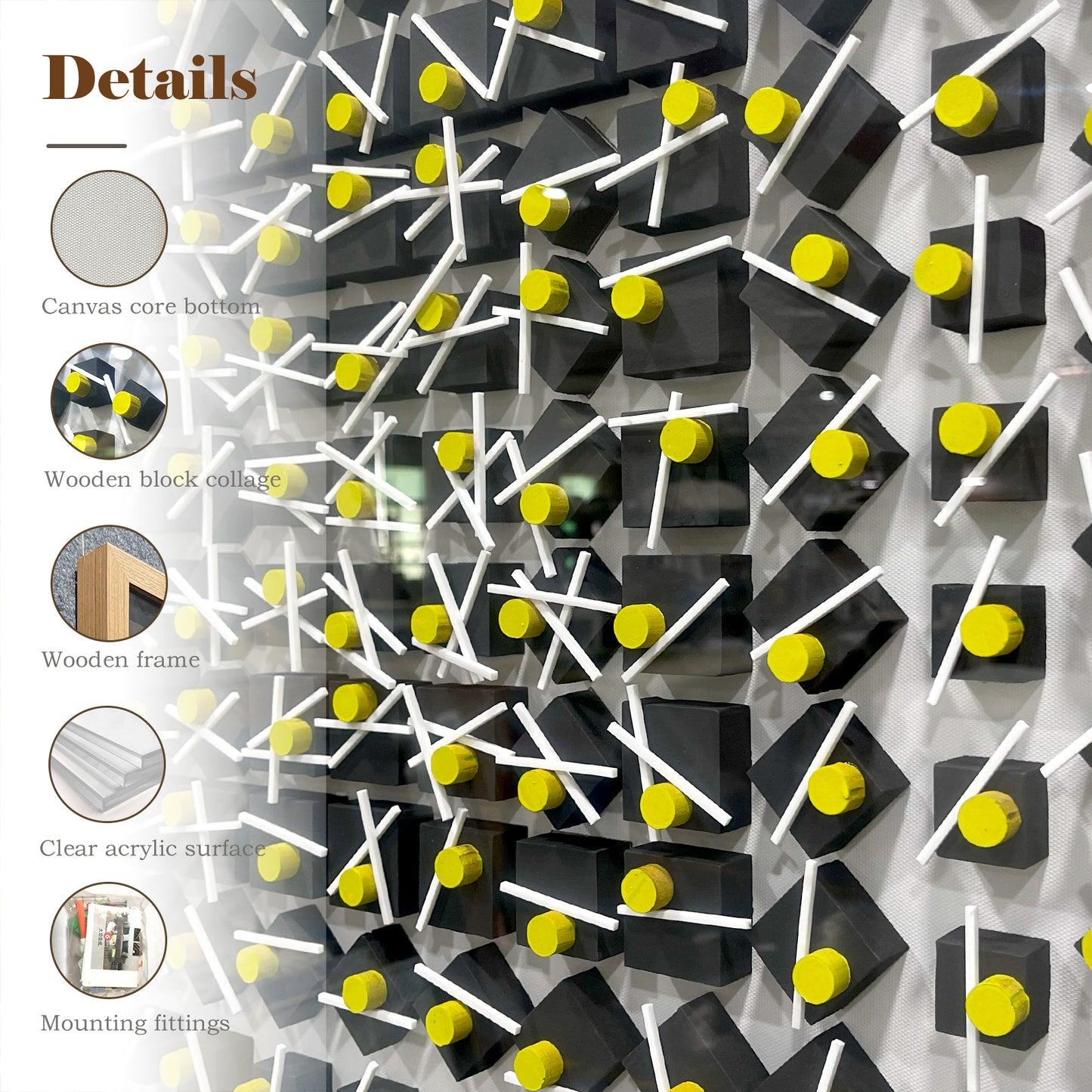 Abstract Carved & Painted Wall Sculpture - 3D Textured Art