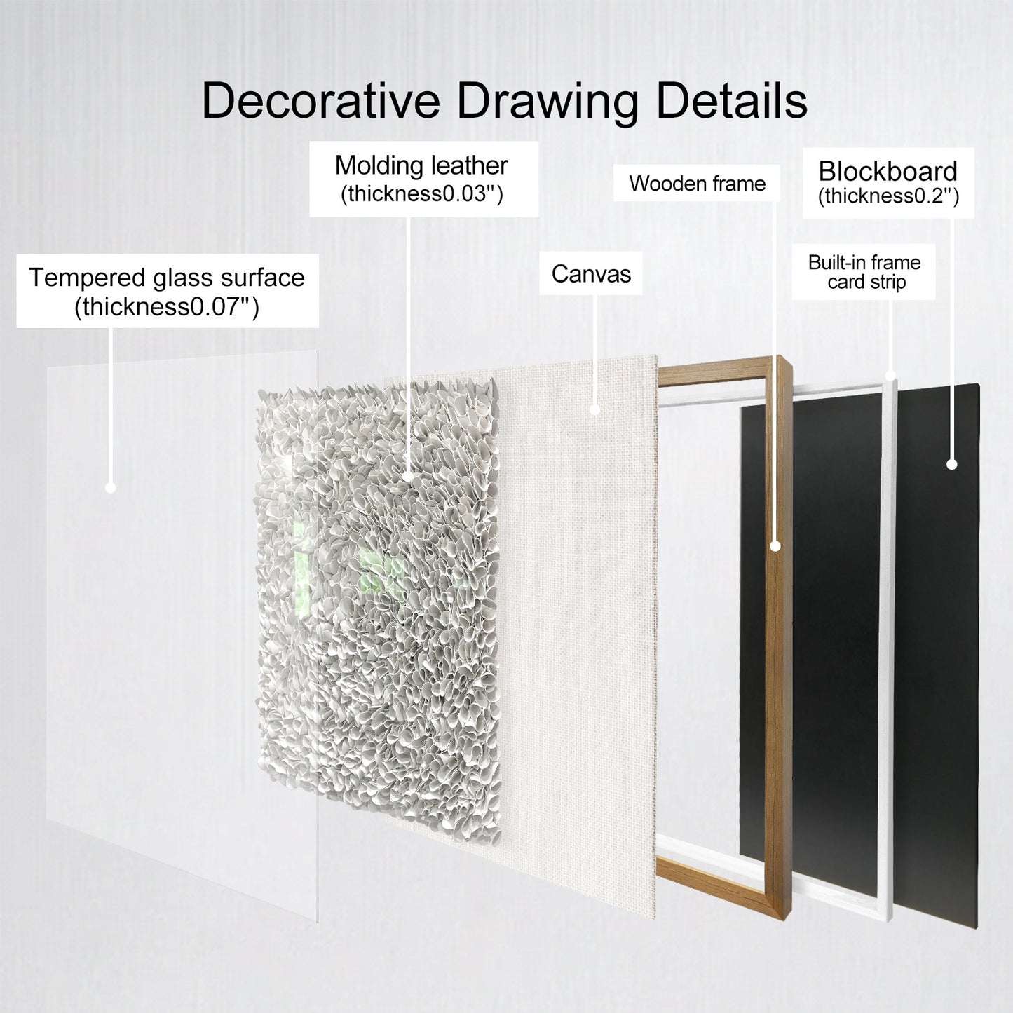 Pure White Textured Wall Art, 3D Faux Leather Sculpture for Commercial Spaces